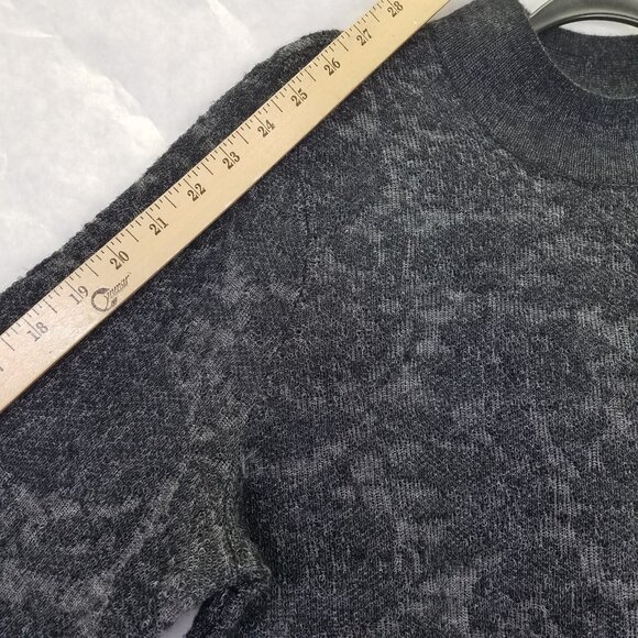 Anthropologie Sweater Lrg Hanna Lace Merino Wool Mock Neck Charcoal Ruffle Sheer - Picture 13 of 15